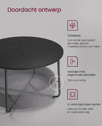 Ronde Salontafel met Stoffen Opbergmand, 75 x 45 cm