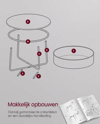 Ronde Salontafel met Stoffen Opbergmand, 75 x 45 cm
