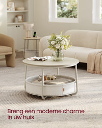 Ronde Salontafel met Stoffen Opbergmand, 75 x 45 cm