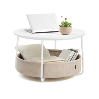 Ronde Salontafel met Stoffen Opbergmand, 75 x 45 cm