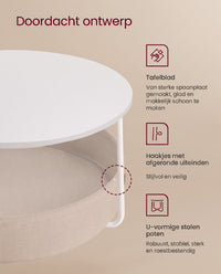 Ronde Salontafel met Stoffen Opbergmand, 75 x 45 cm