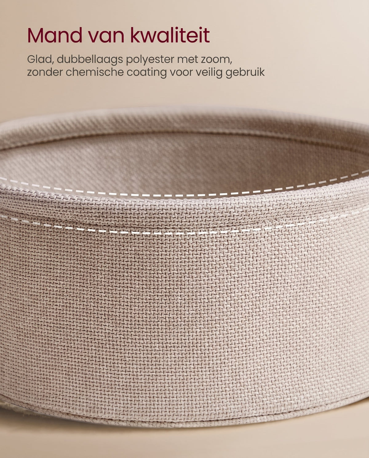 Ronde Salontafel met Stoffen Opbergmand, 75 x 45 cm