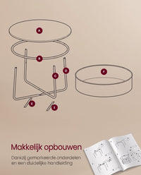 Ronde Salontafel met Stoffen Opbergmand, 75 x 45 cm
