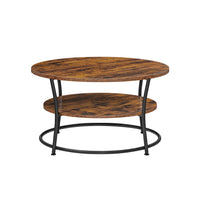 Ronde Salontafel met 2 Planken en Metalen Frame, 80 x 45 cm