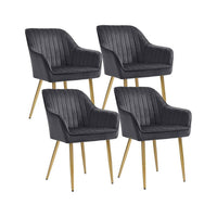 Fluwelen Eetkamerstoel met Armleuningen en Metalen Onderstel, 62,5x60x85 cm