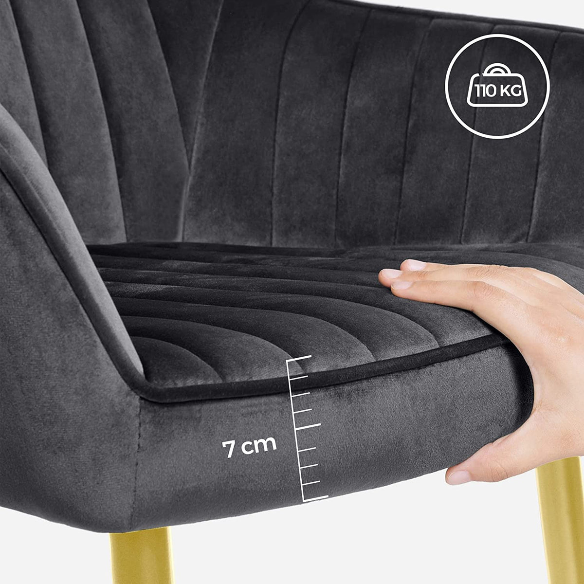 Gestoffeerde Eetkamerstoel met Armleuningen en Fluwelen Bekleding