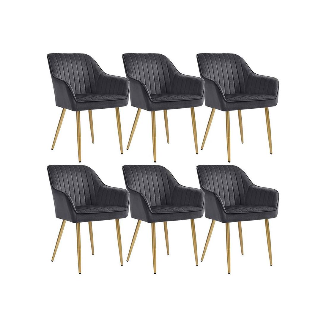 Fluwelen Eetkamerstoel met Armleuningen en Metalen Onderstel, 62,5x60x85 cm
