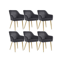 Fluwelen Eetkamerstoel met Armleuningen en Metalen Onderstel, 62,5x60x85 cm