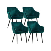 Fluwelen Eetkamerstoel met Armleuningen en Metalen Onderstel, 62,5x60x85 cm
