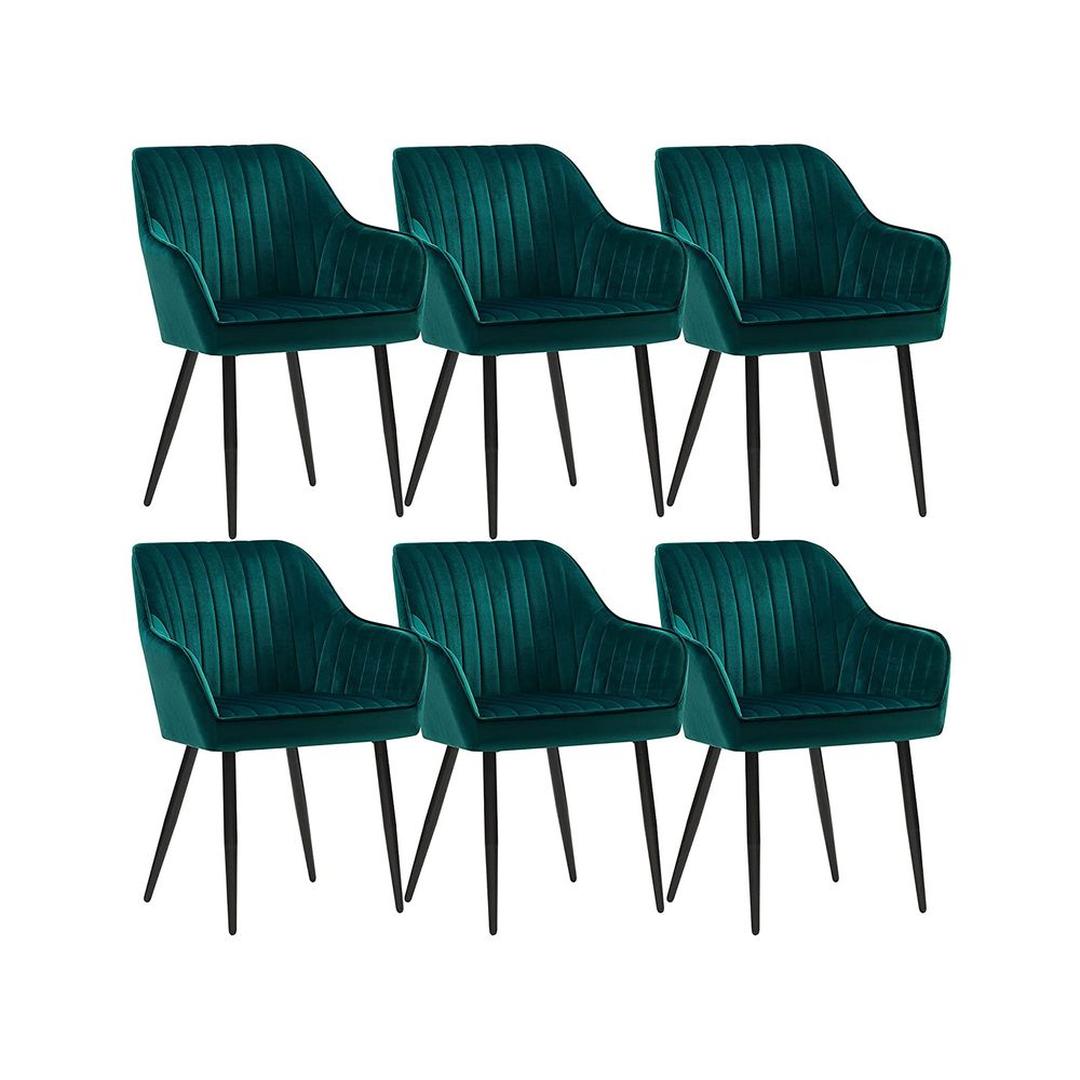 Fluwelen Eetkamerstoel met Armleuningen en Metalen Onderstel, 62,5x60x85 cm
