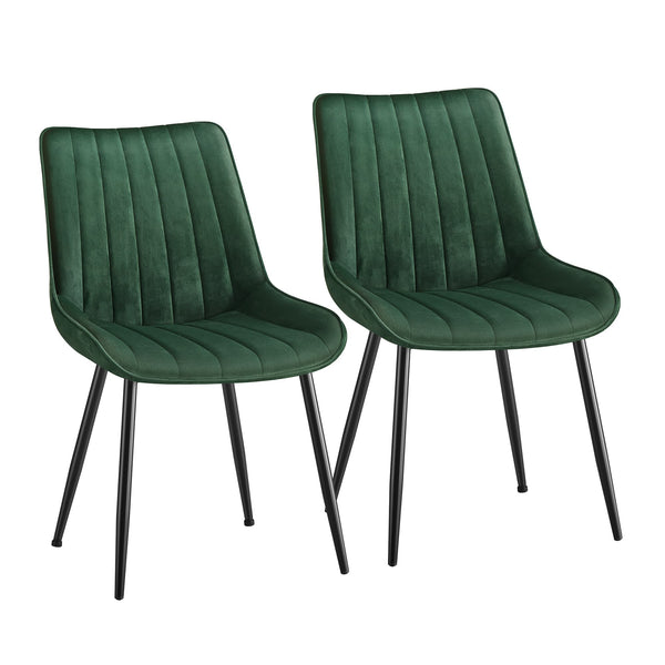Fluwelen Eetkamerstoelen met Gebogen Rugleuning en Stalen Poten, Set van 2