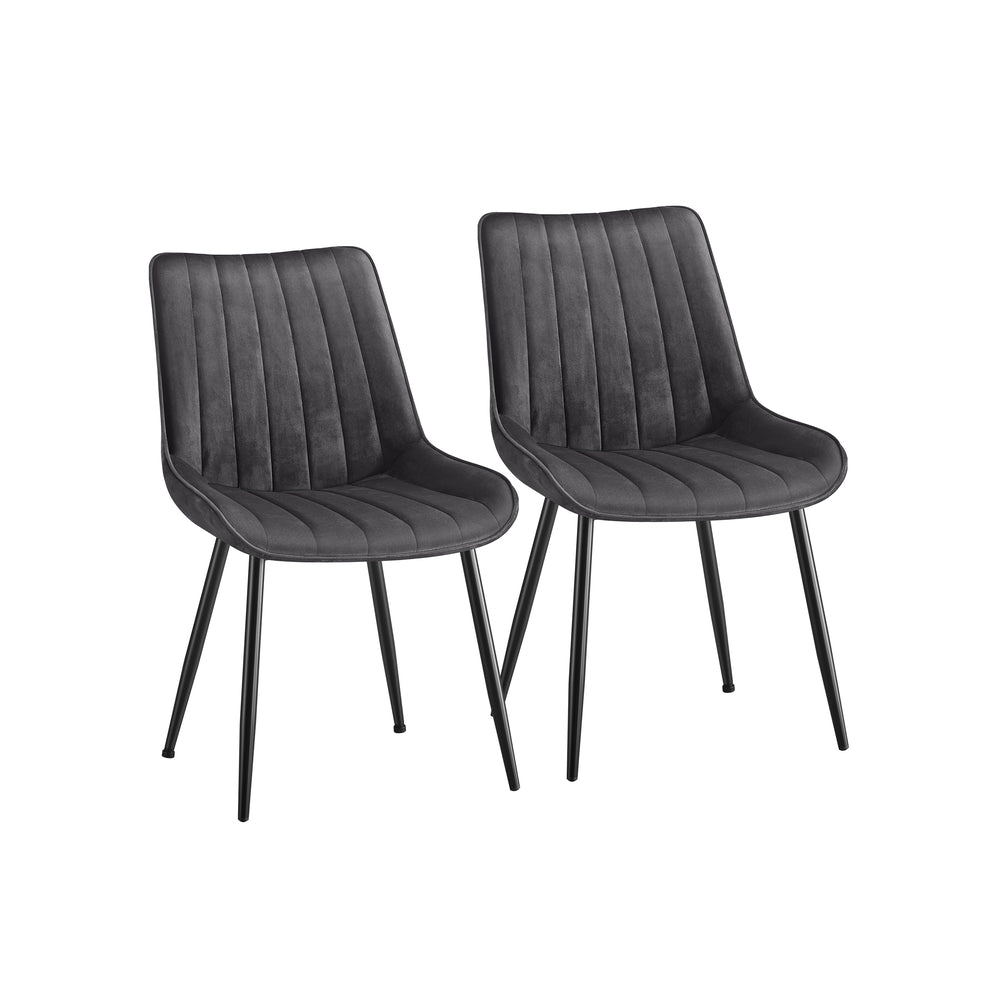 Fluwelen Eetkamerstoelen met Gebogen Rugleuning en Stalen Poten, Set van 2