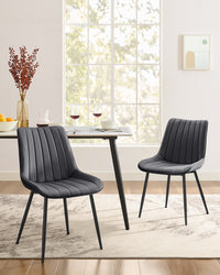 Fluwelen Eetkamerstoelen met Gebogen Rugleuning en Stalen Poten, Set van 2