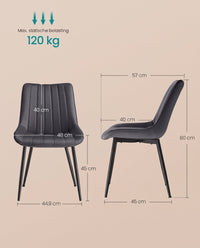 Fluwelen Eetkamerstoelen met Gebogen Rugleuning en Stalen Poten, Set van 2