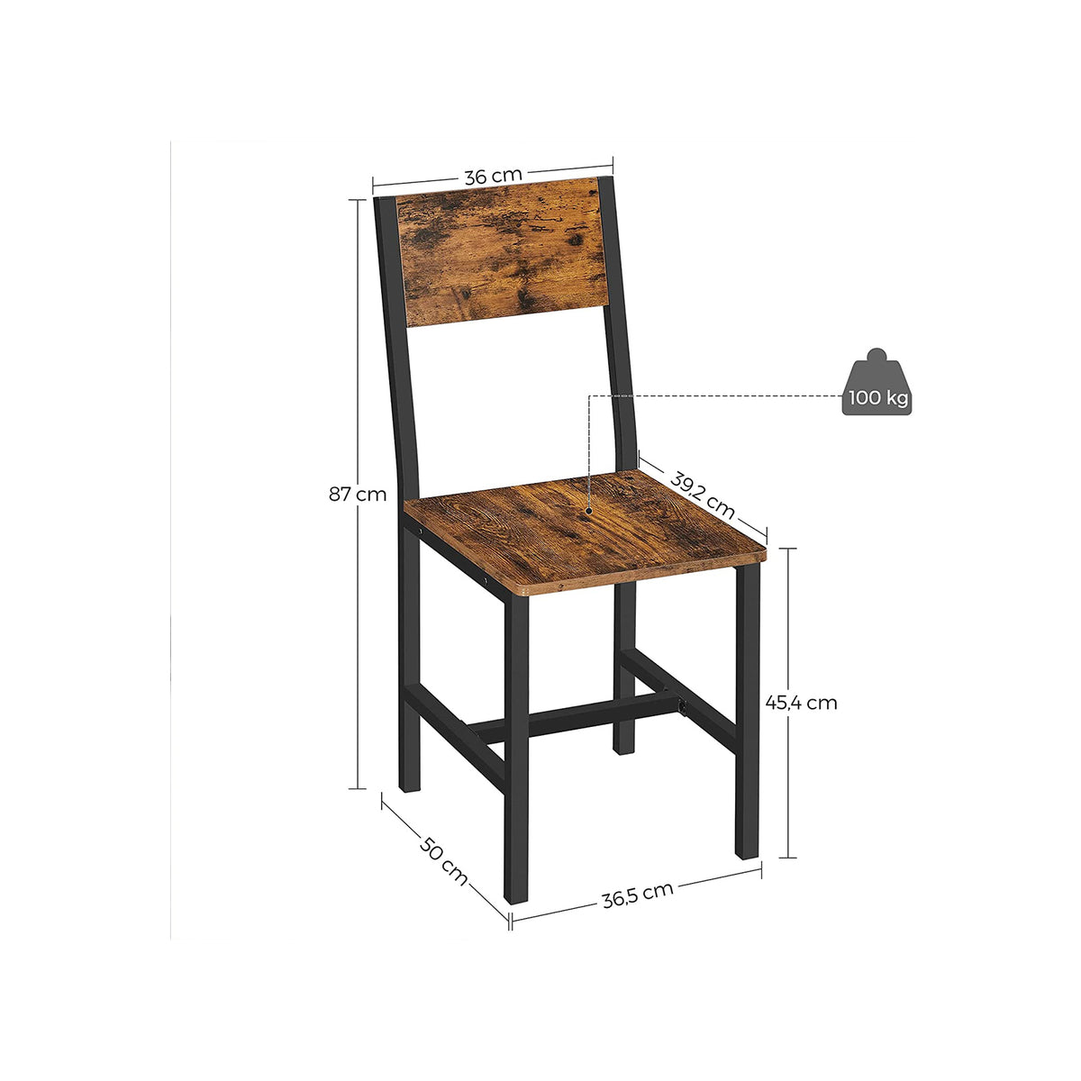Eetkamerstoel met Metalen Frame in Industriële Stijl, Set van 2