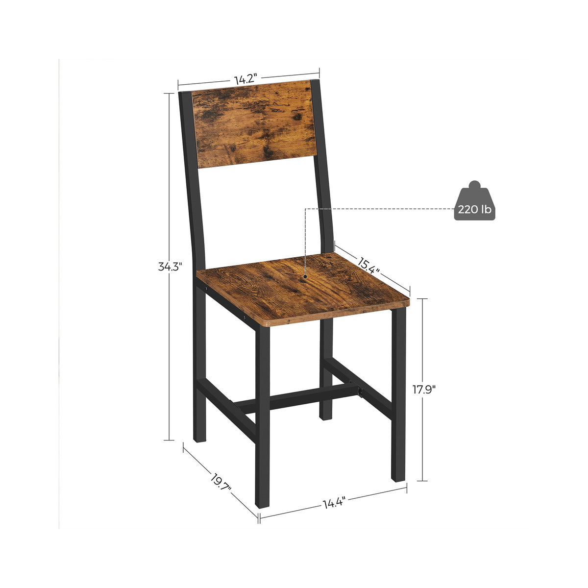 Eetkamerstoel met Metalen Frame in Industriële Stijl, Set van 2