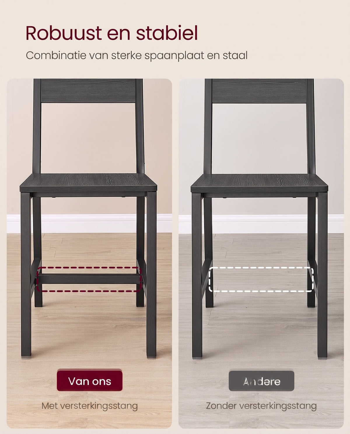 Eetkamerstoel met Metalen Frame in Industriële Stijl, Set van 2