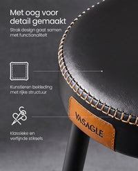 Eetkamerkruk van Kunstleer met Metalen Poten, 48 cm Hoog