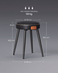 Eetkamerkruk van Kunstleer met Metalen Poten, 48 cm Hoog