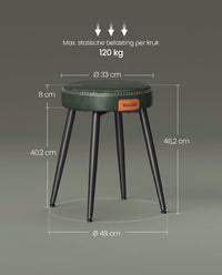 Eetkamerkruk van Kunstleer met Metalen Poten, 48 cm Hoog