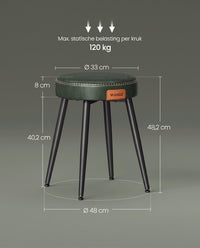 Eetkamerkruk van Kunstleer met Metalen Poten, 48 cm Hoog