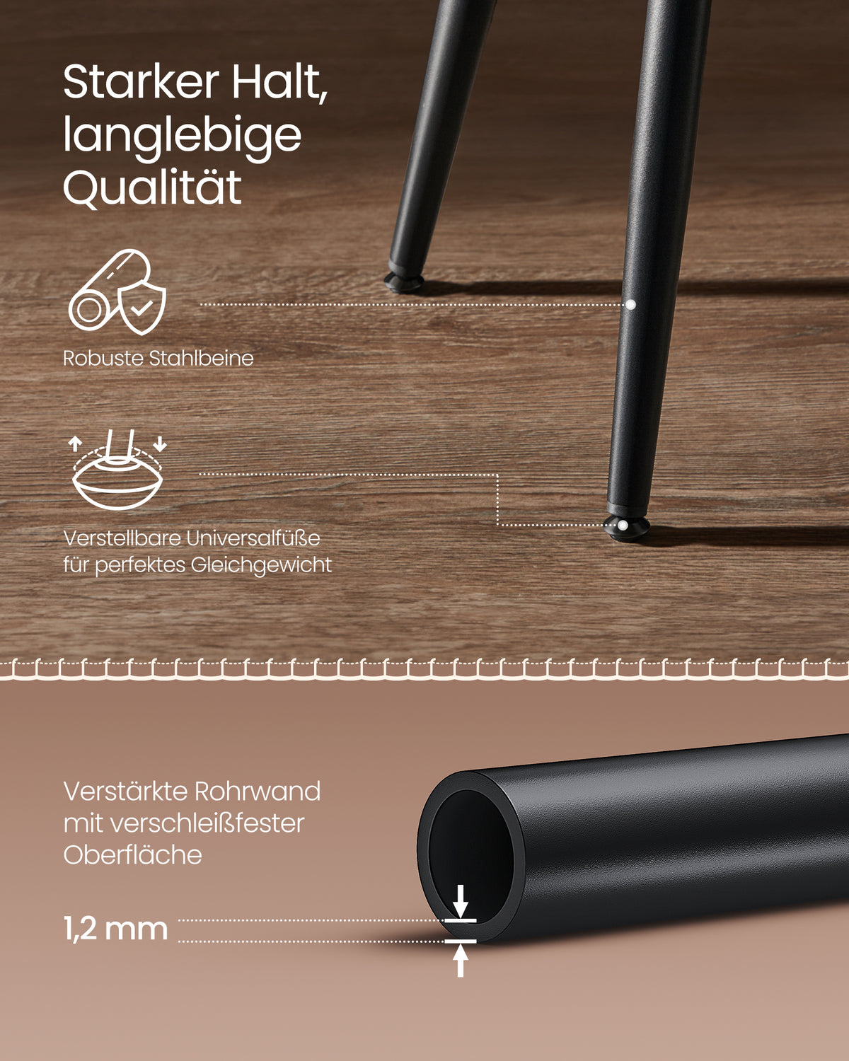 Eetkamerkruk van Kunstleer met Metalen Poten, 48 cm Hoog