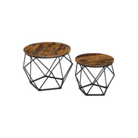 Ronde Salontafels met Geometrisch Metalen Frame, Set van 2