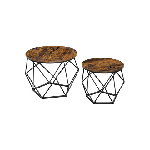 Ronde Salontafels met Geometrisch Metalen Frame, Set van 2