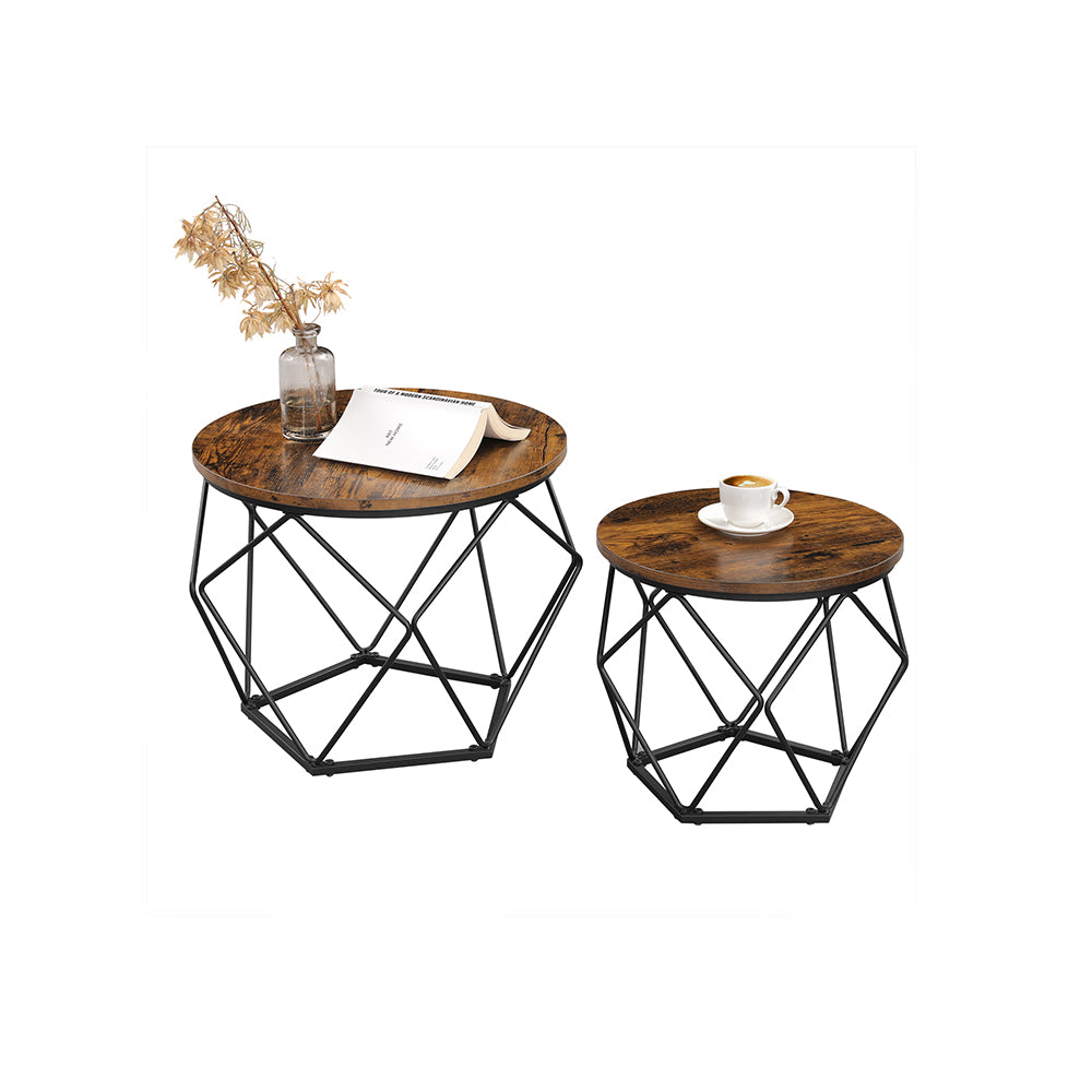 Ronde Salontafels met Geometrisch Metalen Frame, Set van 2