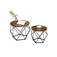 Ronde Salontafels met Geometrisch Metalen Frame, Set van 2