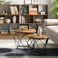 Ronde Salontafels met Geometrisch Metalen Frame, Set van 2