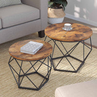 Ronde Salontafels met Geometrisch Metalen Frame, Set van 2