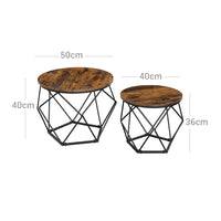Ronde Salontafels met Geometrisch Metalen Frame, Set van 2