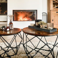 Ronde Salontafels met Geometrisch Metalen Frame, Set van 2