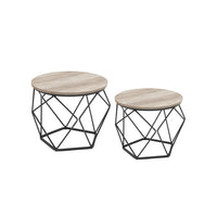 Ronde Salontafels met Geometrisch Metalen Frame, Set van 2