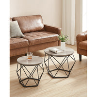 Ronde Salontafels met Geometrisch Metalen Frame, Set van 2