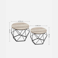 Ronde Salontafels met Geometrisch Metalen Frame, Set van 2
