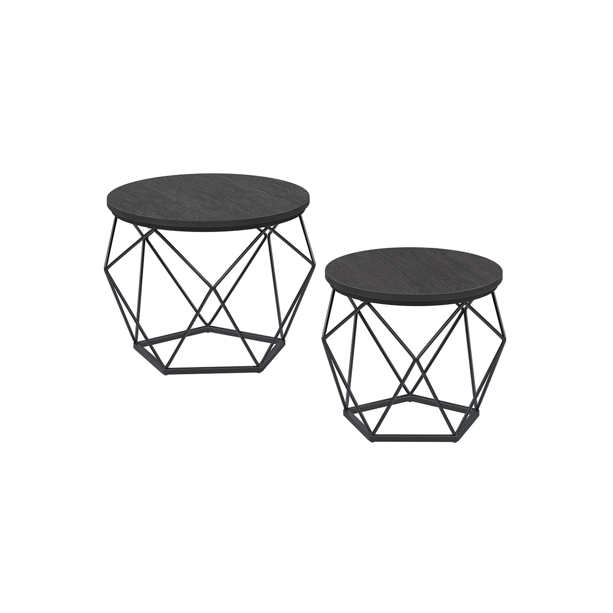 Ronde Salontafels met Geometrisch Metalen Frame, Set van 2