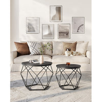 Ronde Salontafels met Geometrisch Metalen Frame, Set van 2