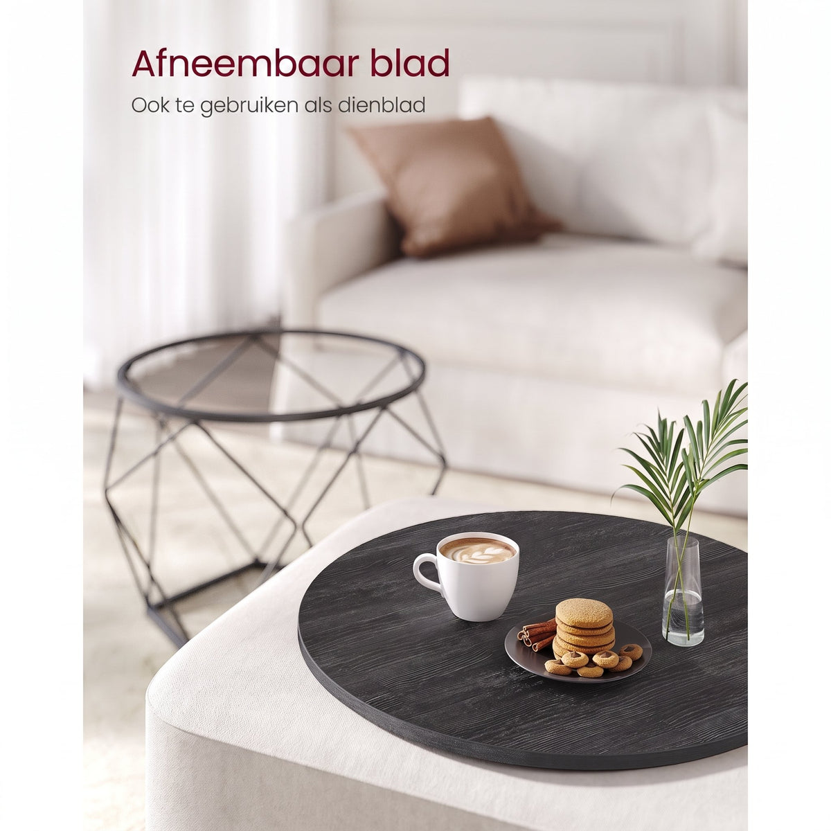 Ronde Salontafels met Geometrisch Metalen Frame, Set van 2