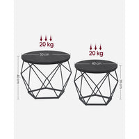 Ronde Salontafels met Geometrisch Metalen Frame, Set van 2
