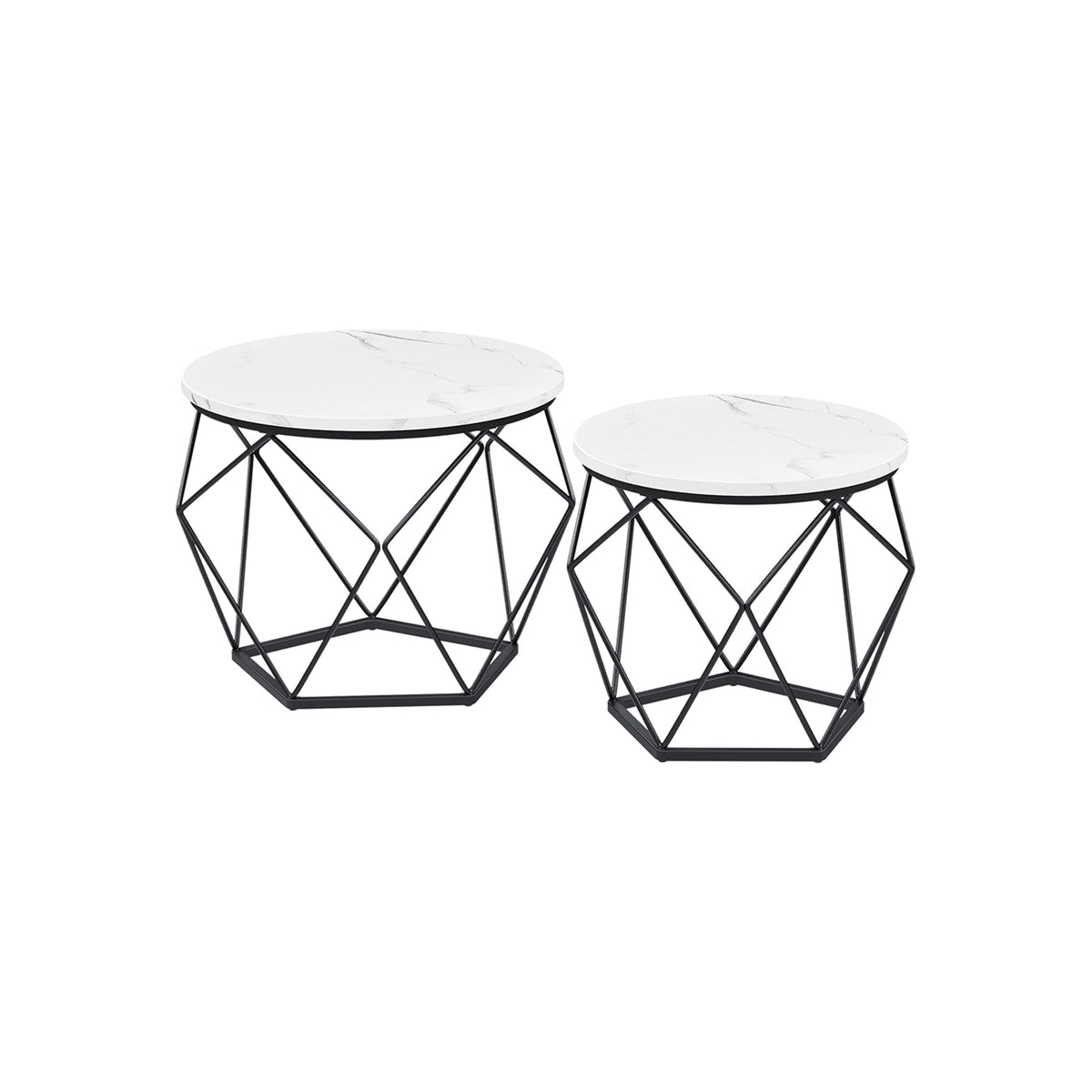 Ronde Salontafels met Geometrisch Metalen Frame, Set van 2