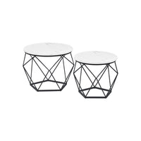 Ronde Salontafels met Geometrisch Metalen Frame, Set van 2