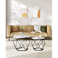 Ronde Salontafels met Geometrisch Metalen Frame, Set van 2