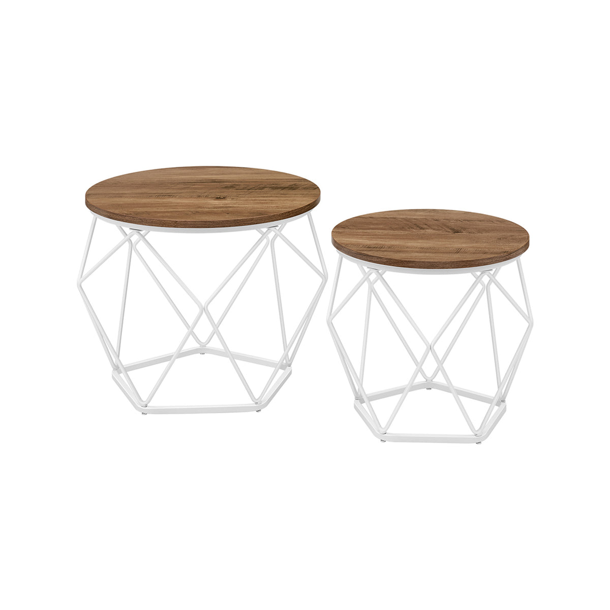 Ronde Salontafels met Geometrisch Metalen Frame, Set van 2