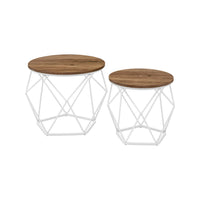 Ronde Salontafels met Geometrisch Metalen Frame, Set van 2