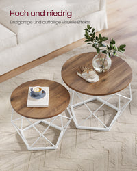 Ronde Salontafels met Geometrisch Metalen Frame, Set van 2