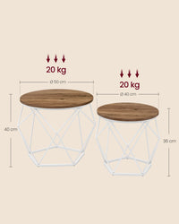 Ronde Salontafels met Geometrisch Metalen Frame, Set van 2