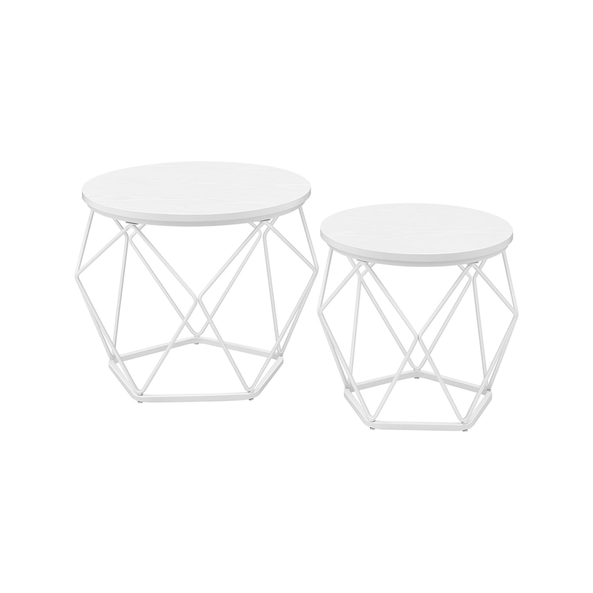 Ronde Salontafels met Geometrisch Metalen Frame, Set van 2
