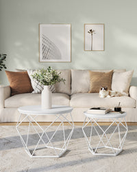 Ronde Salontafels met Geometrisch Metalen Frame, Set van 2